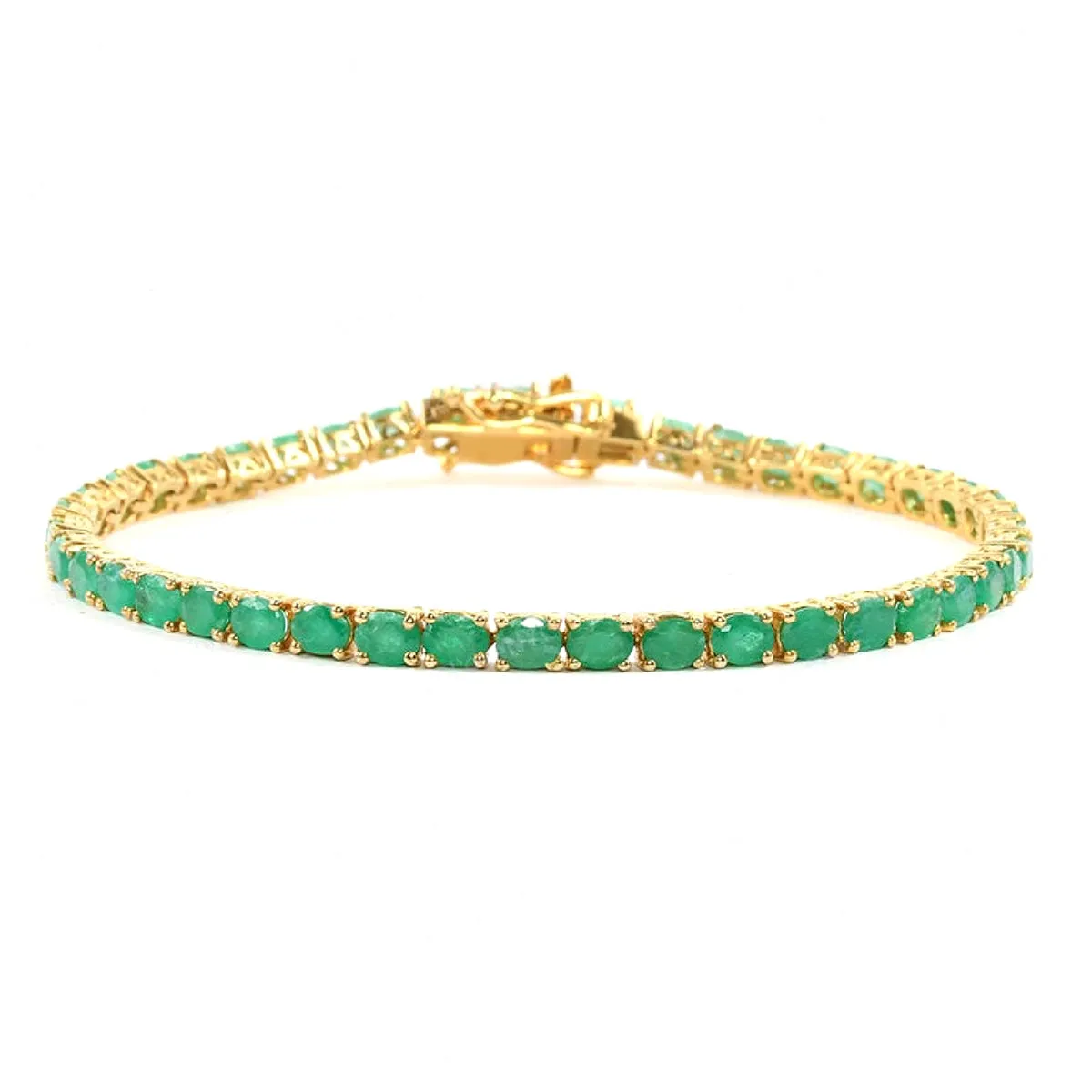 Natural Emerald 925 Sterling Silver Tennis Bracelet Jewelry