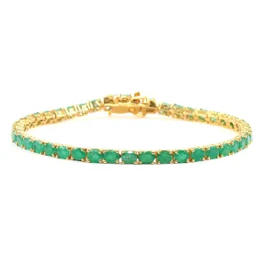 Natural Emerald 925 Sterling Silver Tennis Bracelet Jewelry
