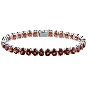 Natural Garnet 925 Sterling Silver Tennis Bracelet Jewelry