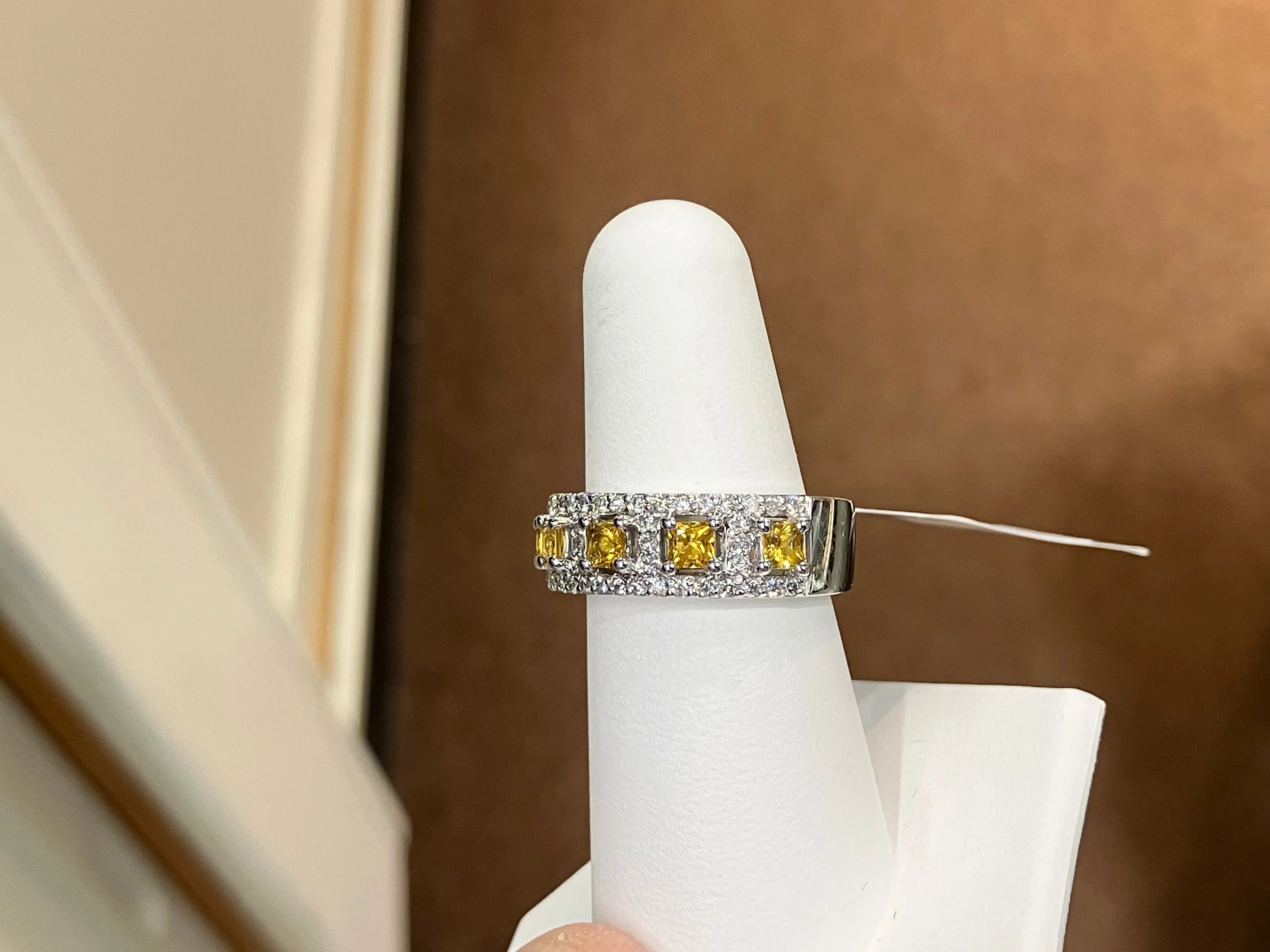 Natural Yellow Sapphire And Diamond Ring