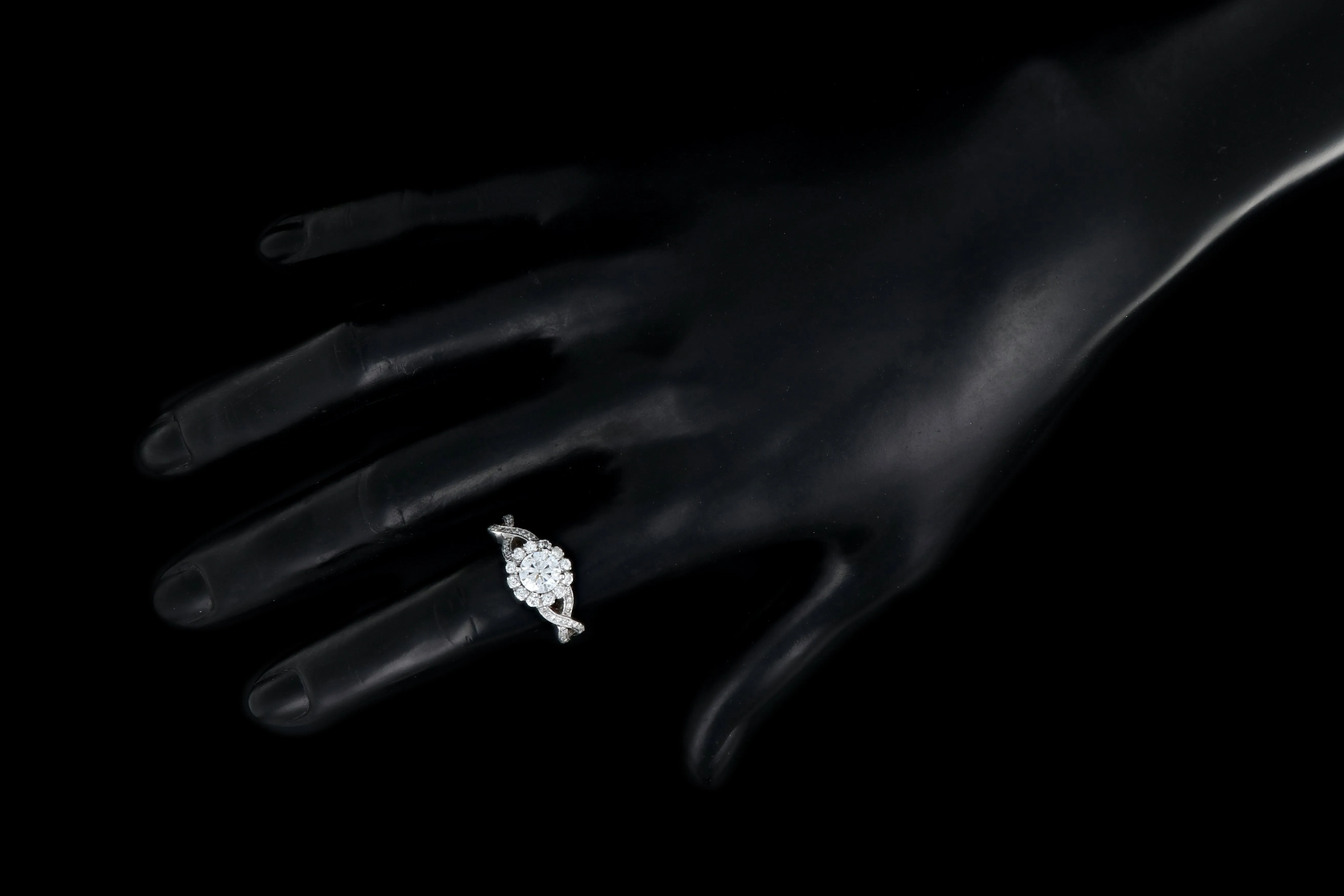 New 18K White Gold .92 Carat Diamond Halo Engagement Ring GIA Certified