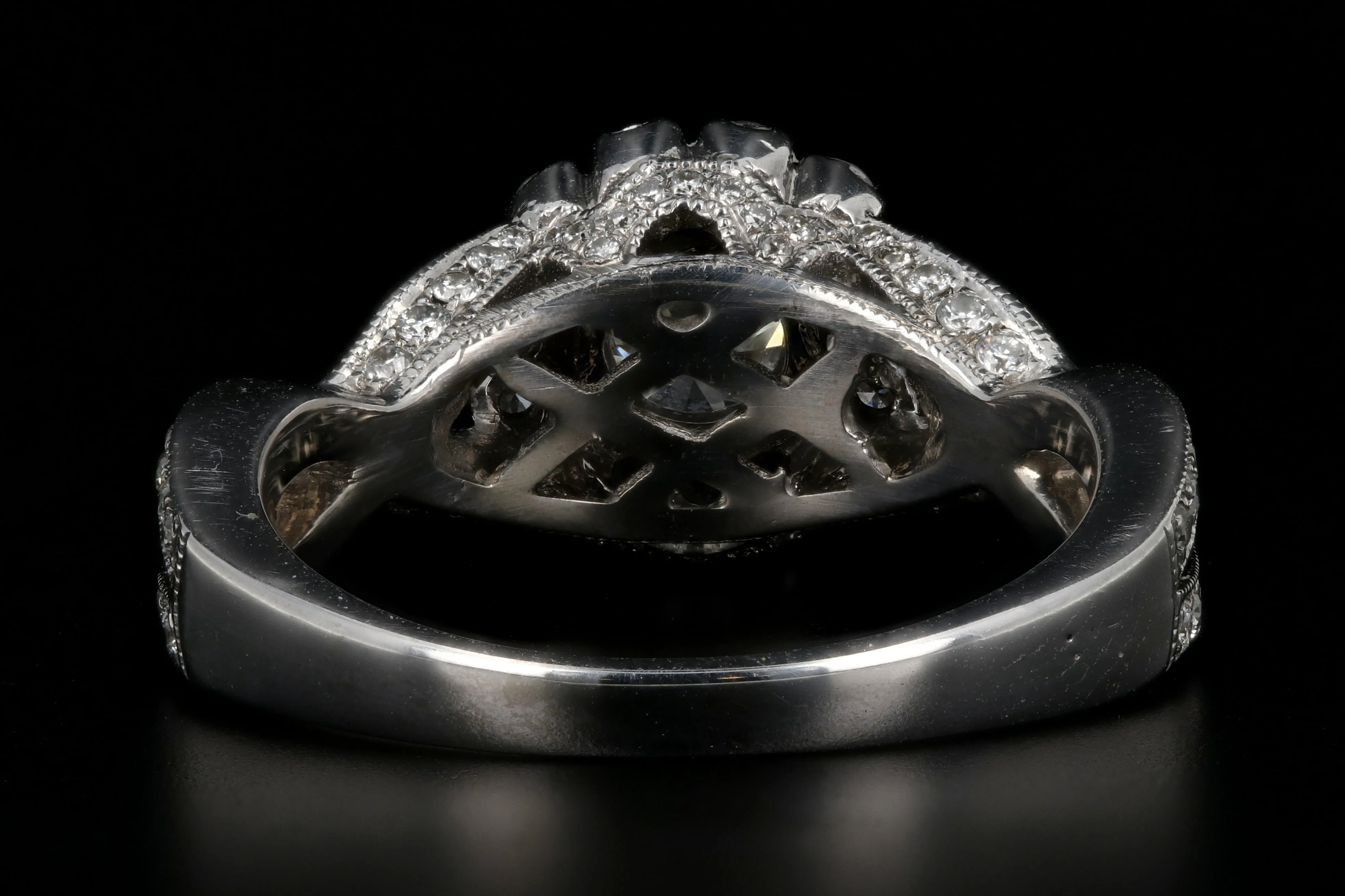 New 18K White Gold .92 Carat Diamond Halo Engagement Ring GIA Certified