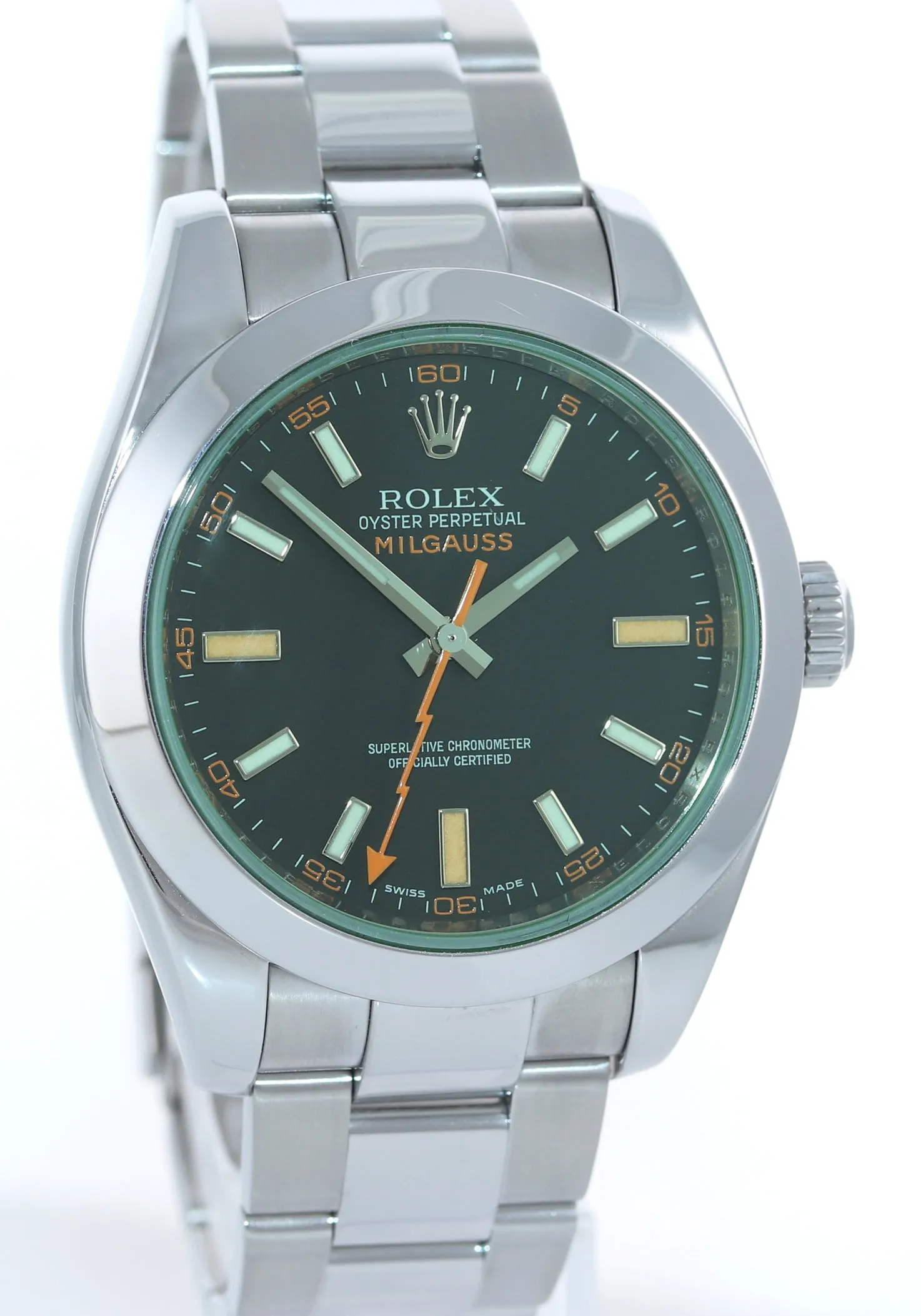 NEW 2021 PAPERS Rolex Milgauss 116400 Steel Green Black Anti-Magnetic Watch Box