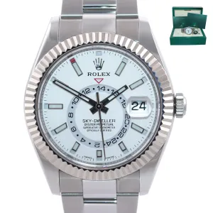 NEW 2021 Rolex Sky-Dweller Steel White Gold Fluted Bezel White 326934 42mm Watch
