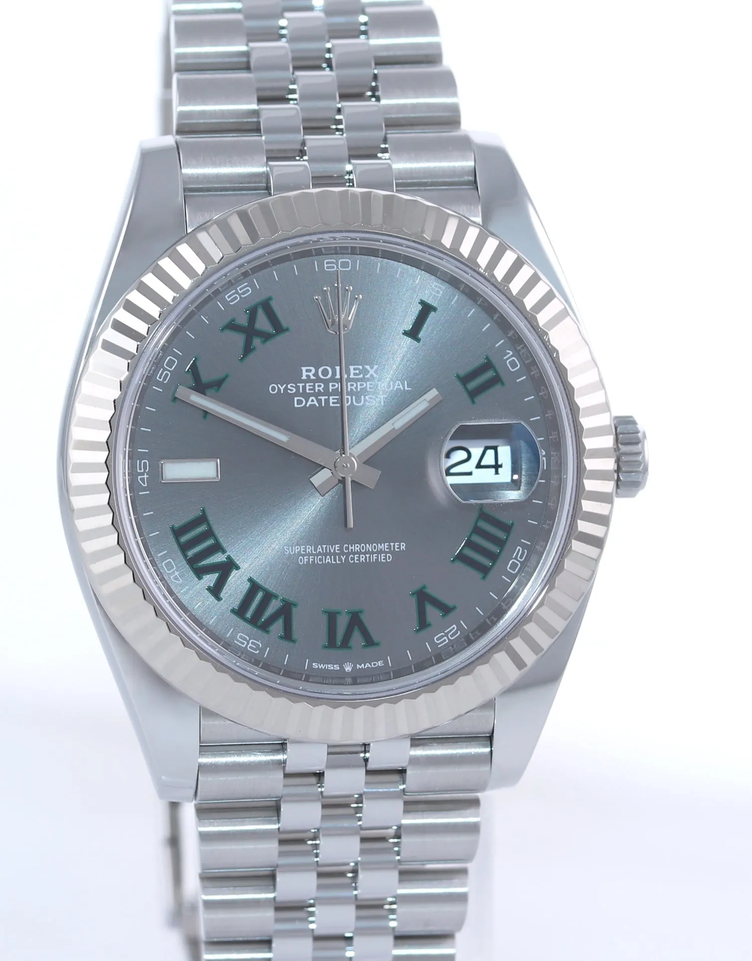 NEW 2022 PAPERS Rolex DateJust 41 Wimbledon 126334 Steel White Gold Jubilee Watch