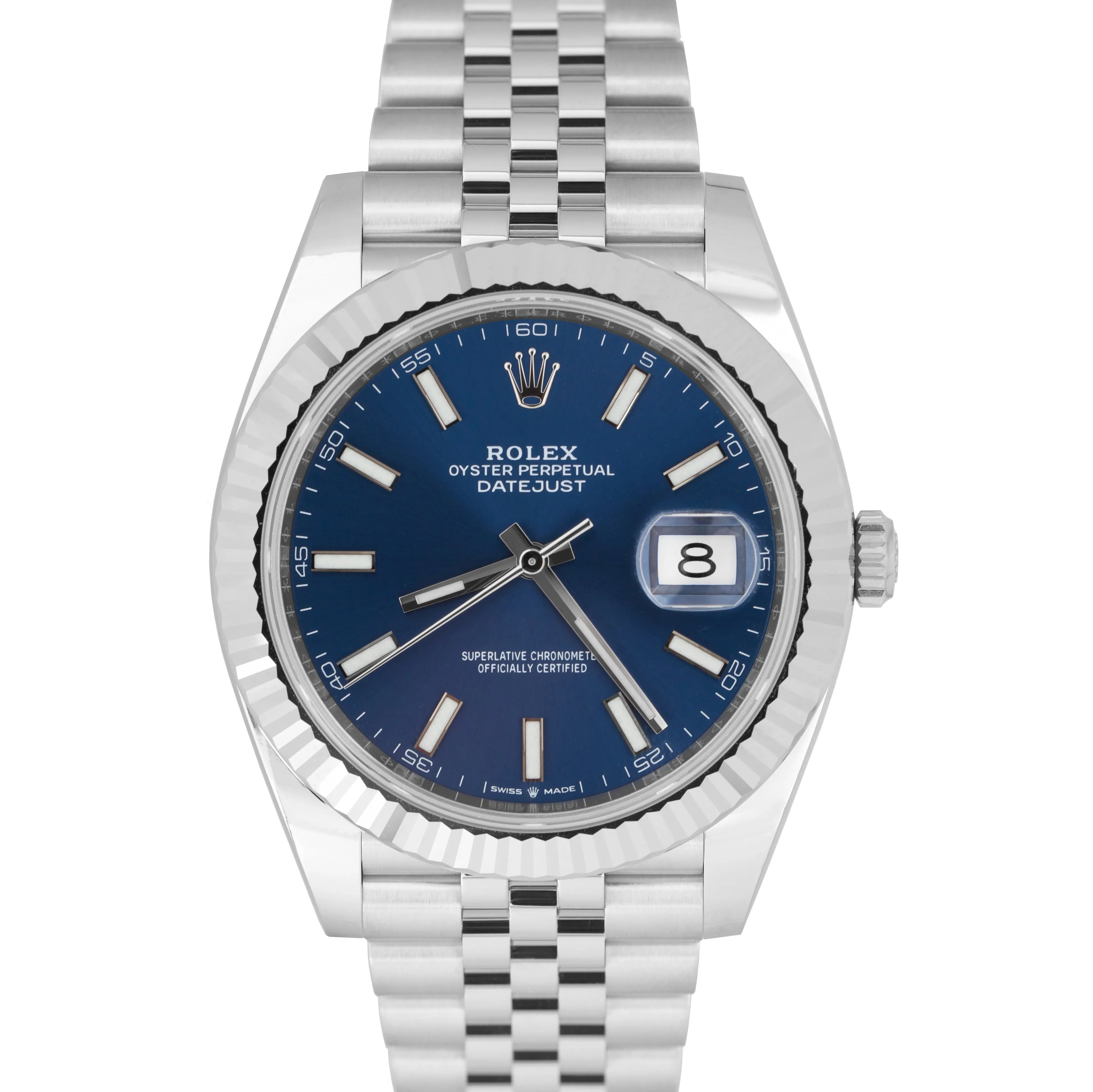 NEW AUGUST 2022 Rolex DateJust 41 Blue Stainless Steel JUBILEE Watch 126334