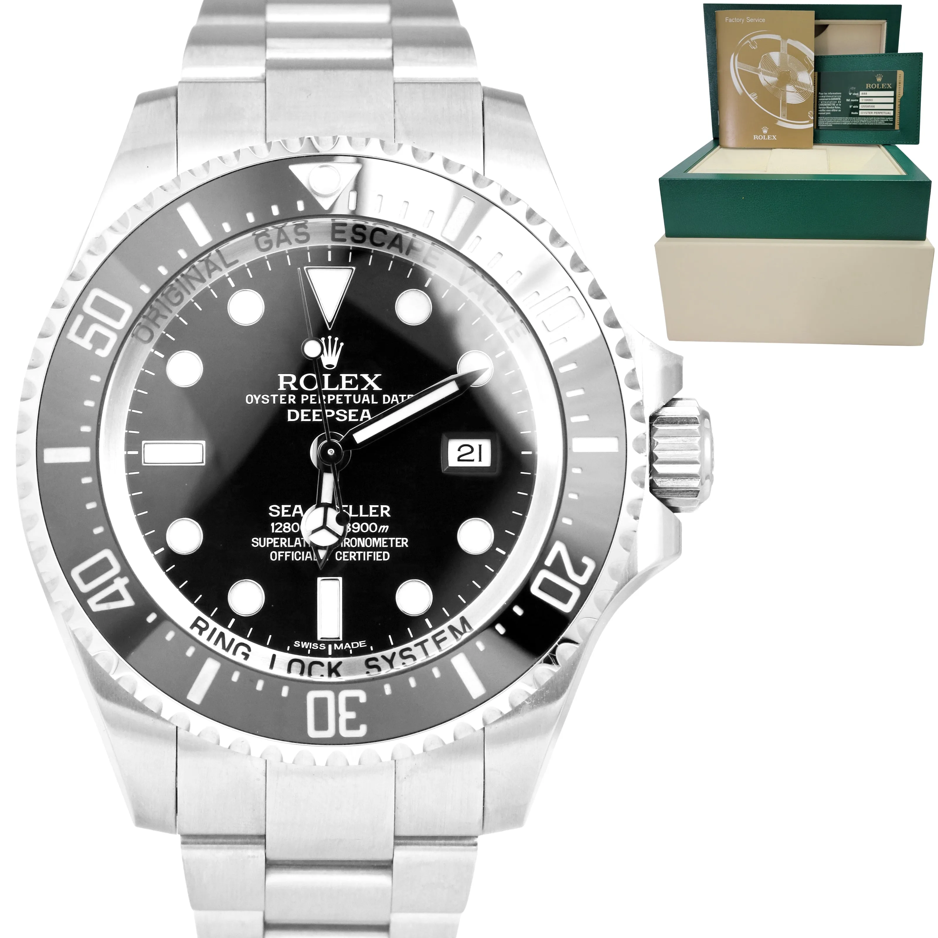 NEW NOS UNWORN Rolex Sea-Dweller Deepsea Stainless Black Dive 116660 44mm Watch