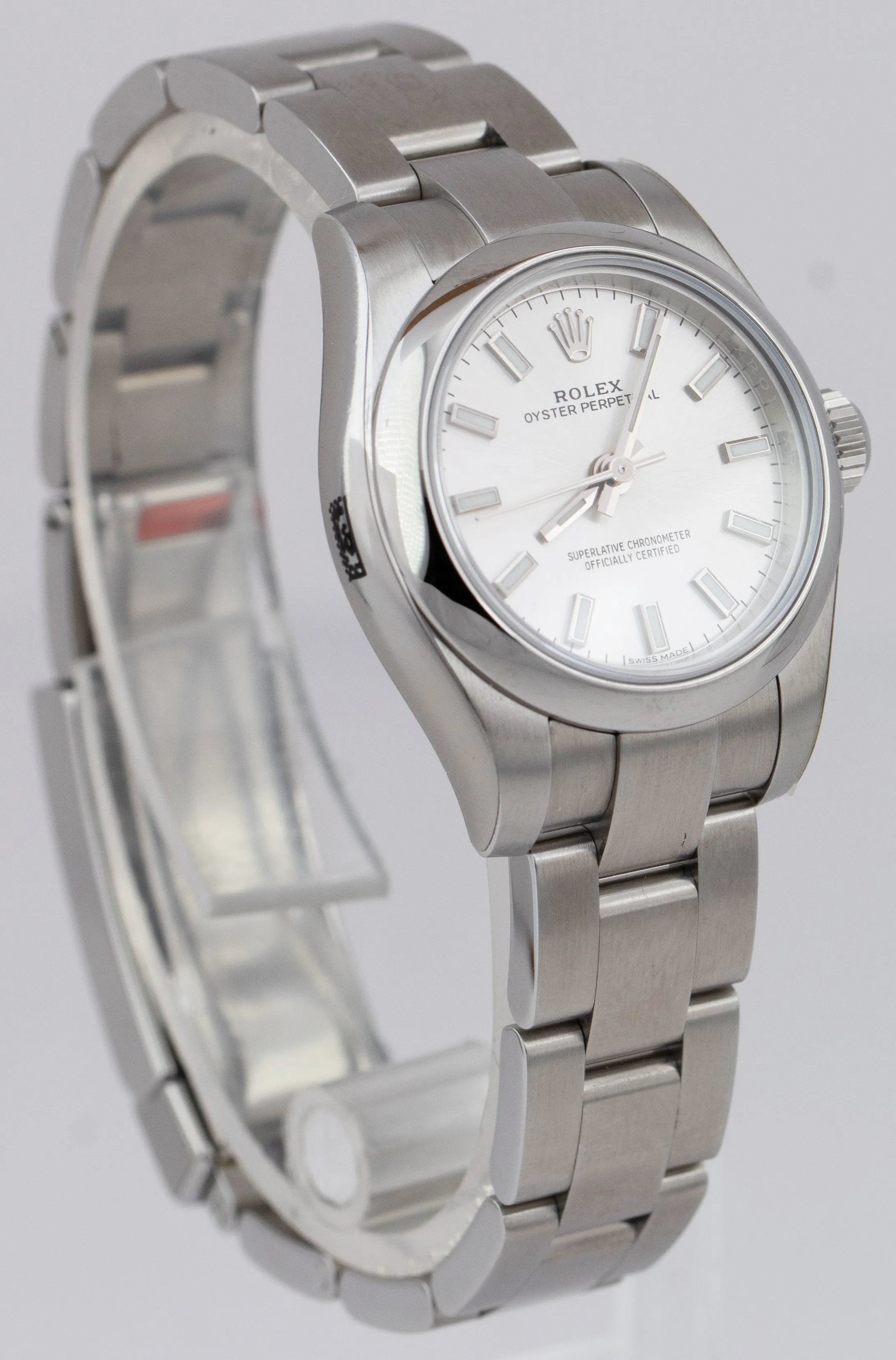 NEW STICKERED Rolex Oyster Perpetual 26mm SILVER Stainless Steel Watch 176200