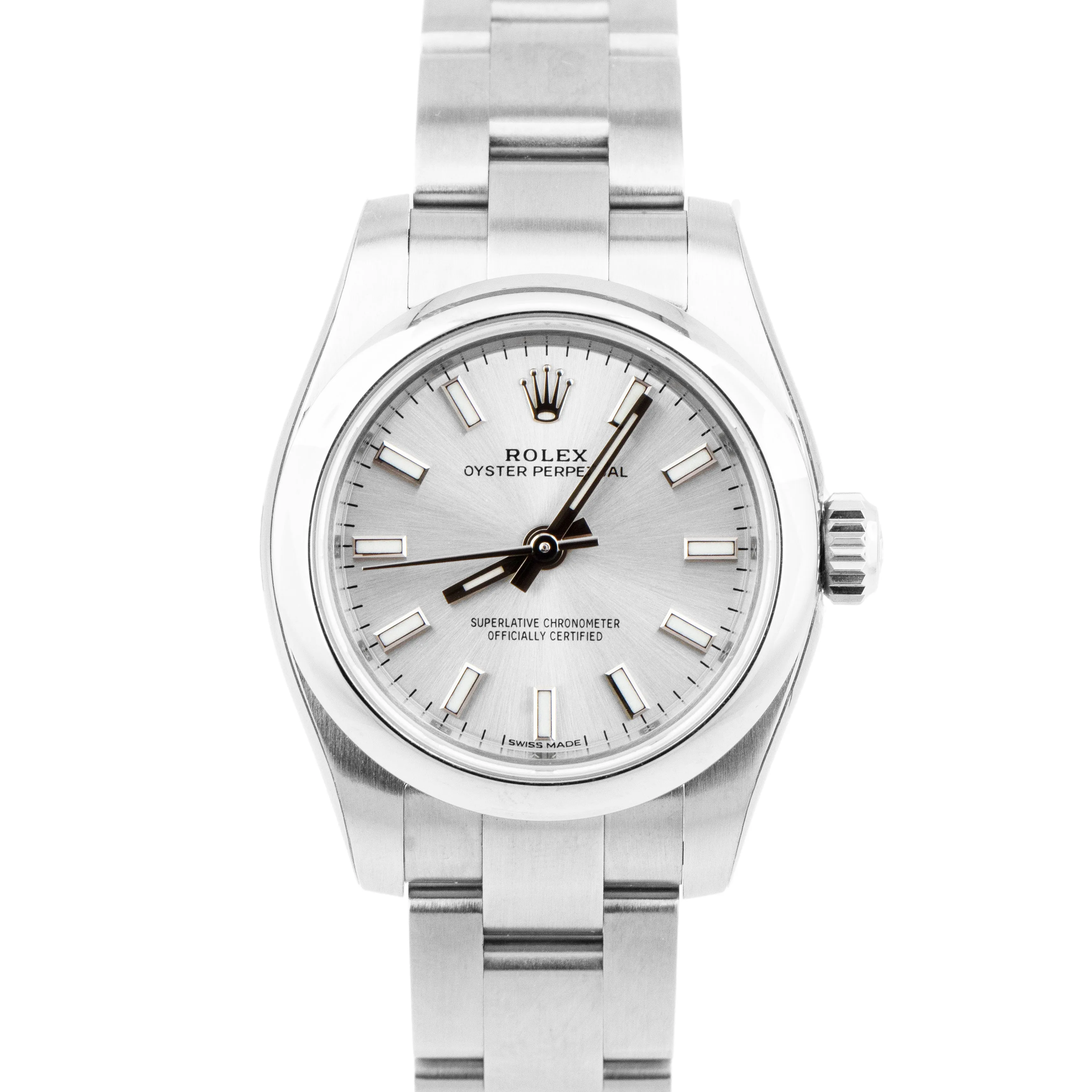 NEW STICKERED Rolex Oyster Perpetual 26mm SILVER Stainless Steel Watch 176200