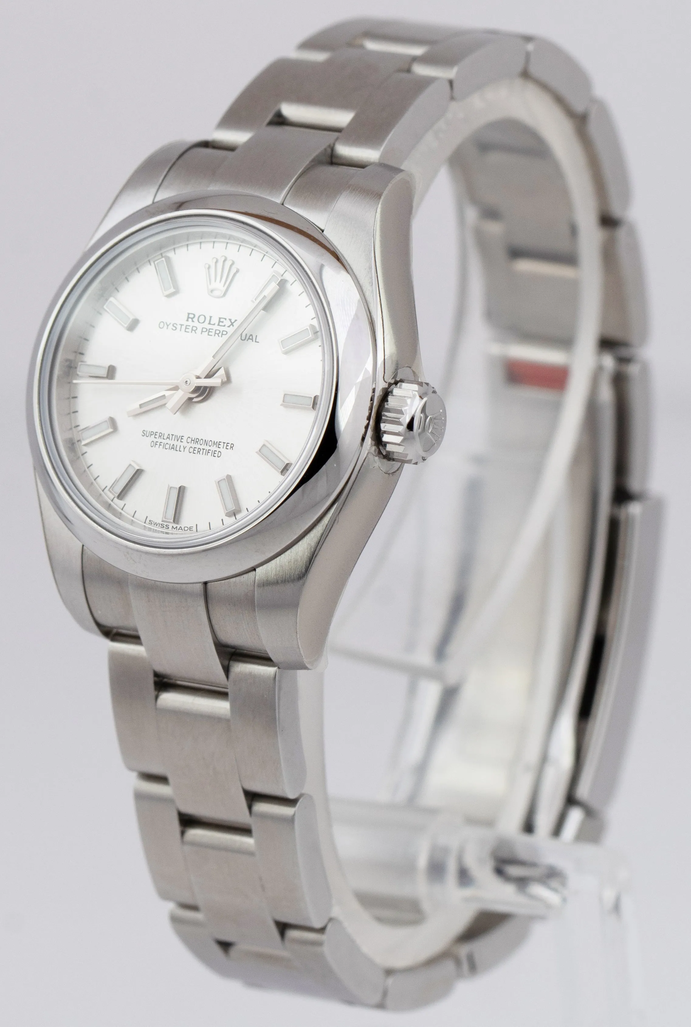 NEW STICKERED Rolex Oyster Perpetual 26mm SILVER Stainless Steel Watch 176200
