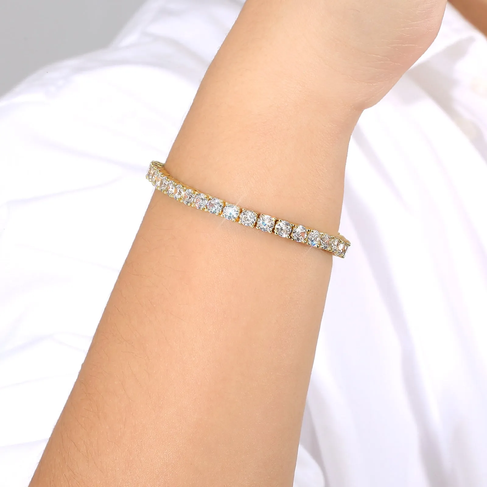 【NEW】4mm CZ Diamond Tennis Bracelet Brass KRKC
