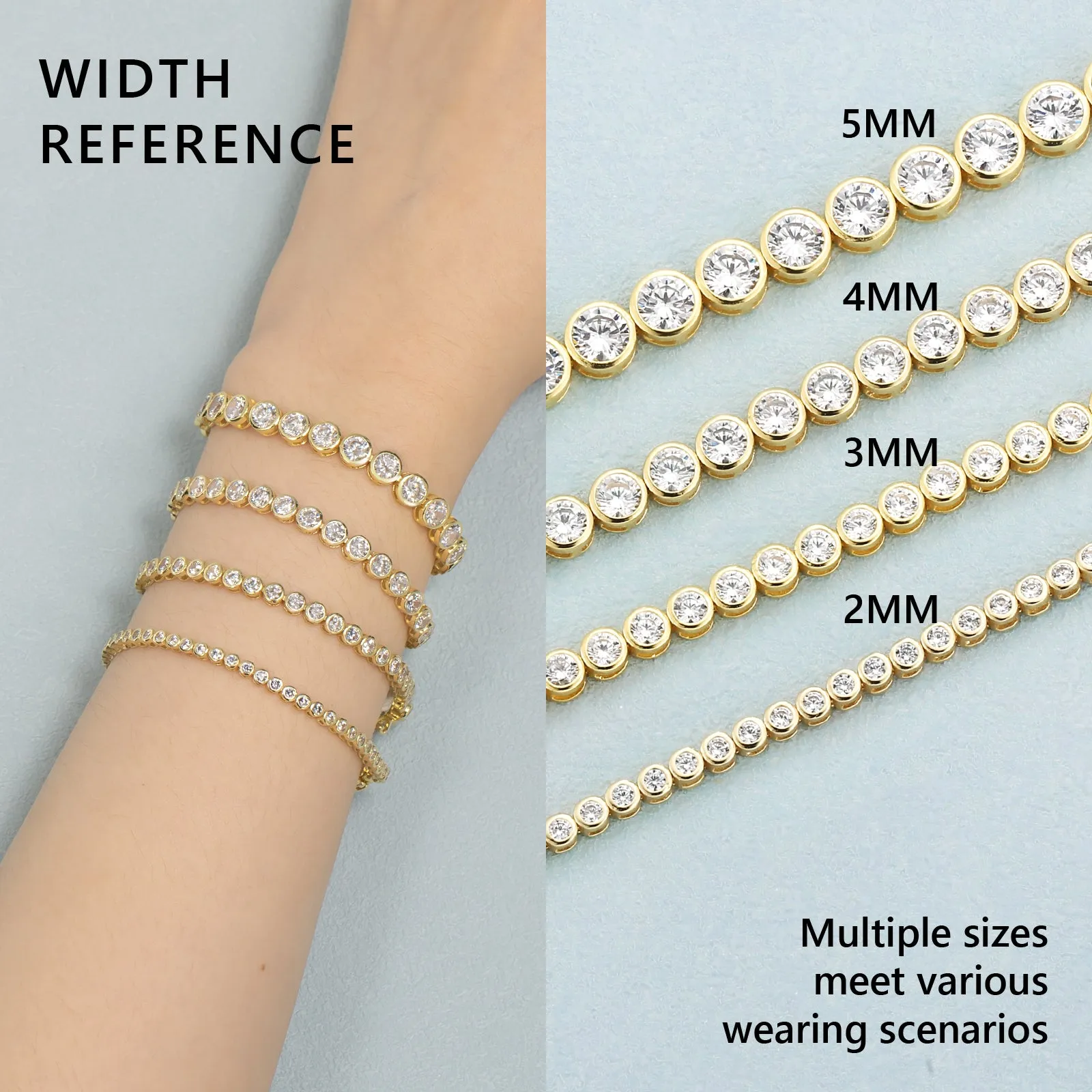 【NEW】5mm 925 Sterling Silver CZ Round Cut Tennis Bracelet KRKC