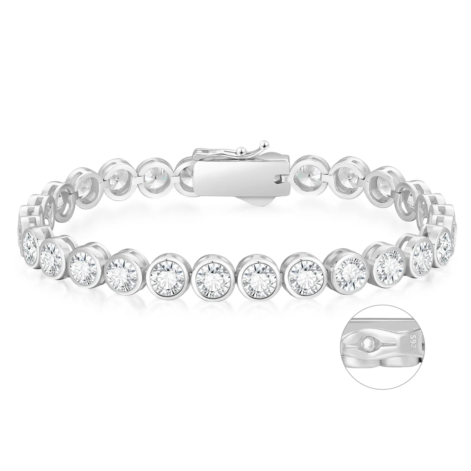 【NEW】5mm 925 Sterling Silver CZ Round Cut Tennis Bracelet KRKC