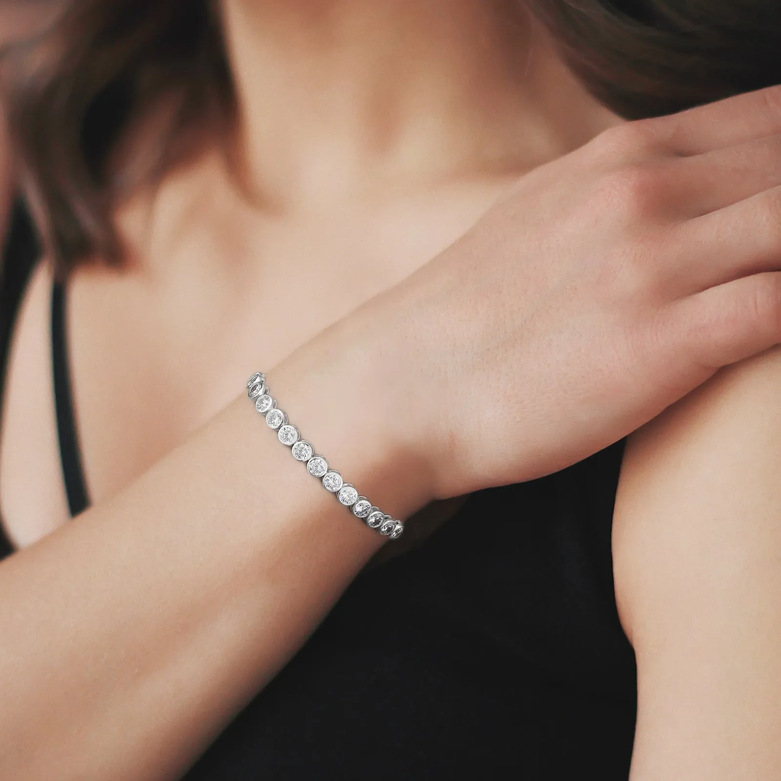 【NEW】5mm 925 Sterling Silver CZ Round Cut Tennis Bracelet KRKC