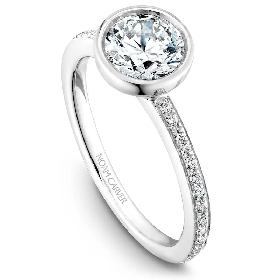 Noam Carver 14k White Gold 0.45ct Round Bezel Set Solitaire Diamond Engagement Ring