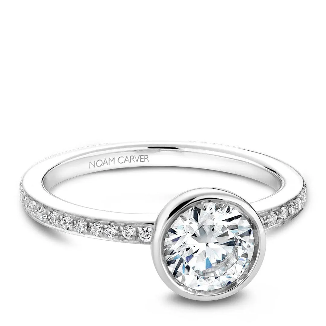 Noam Carver 14k White Gold 0.45ct Round Bezel Set Solitaire Diamond Engagement Ring