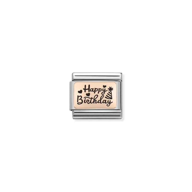 Nomination Composable Link Happy Birthday, 9K Rose Gold
