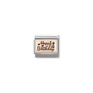 Nomination Composable Link Happy Birthday, 9K Rose Gold