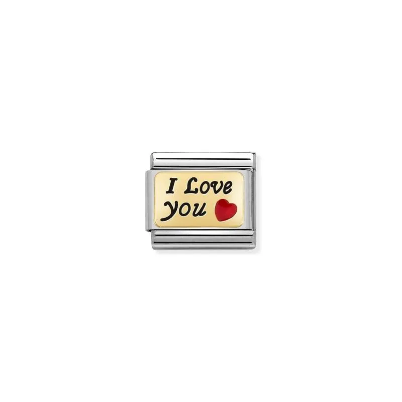 Nomination Composable Link I Love You, 18K Gold & Enamel