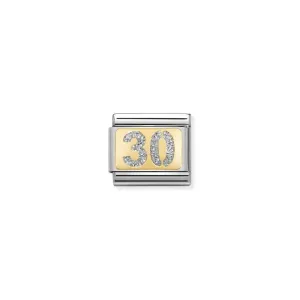 Nomination Composable Link Number 30, 18K Gold & Glitter Enamel