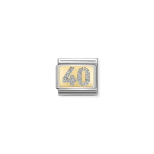 Nomination Composable Link Number 40, 18K Gold & Glitter Enamel