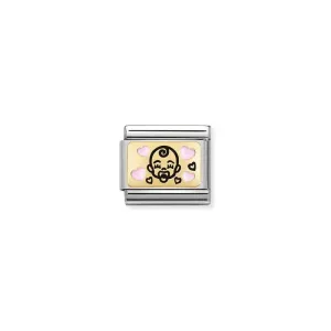 Nomination Composable Link Pink Baby, 18K Gold & Enamel