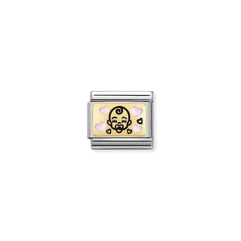 Nomination Composable Link Pink Baby, 18K Gold & Enamel