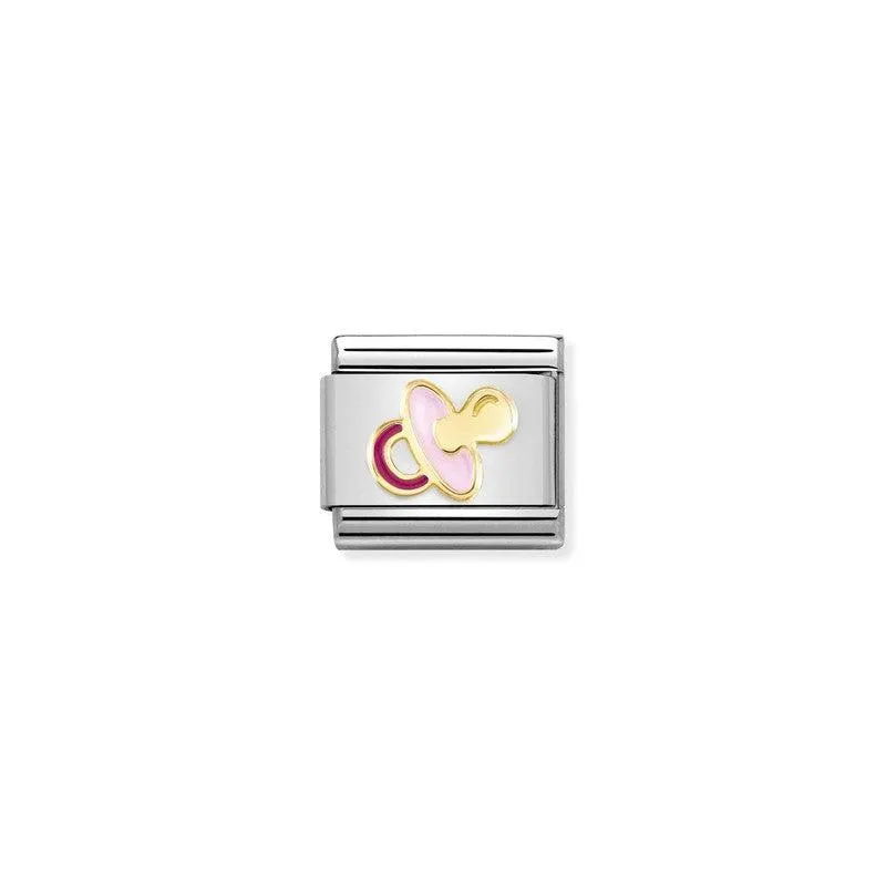 Nomination Composable Link Pink Pacifier, 18K Gold & Enamel