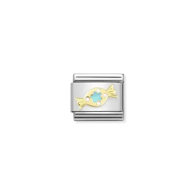 Nomination Composable Link Sweet, Turquoise, 18K Gold & Enamel