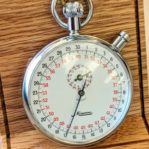NOS MINERVA Patent Mechanical Stop Watch 1/10 Sec Swiss Made 7 Jewels - Original Box!
