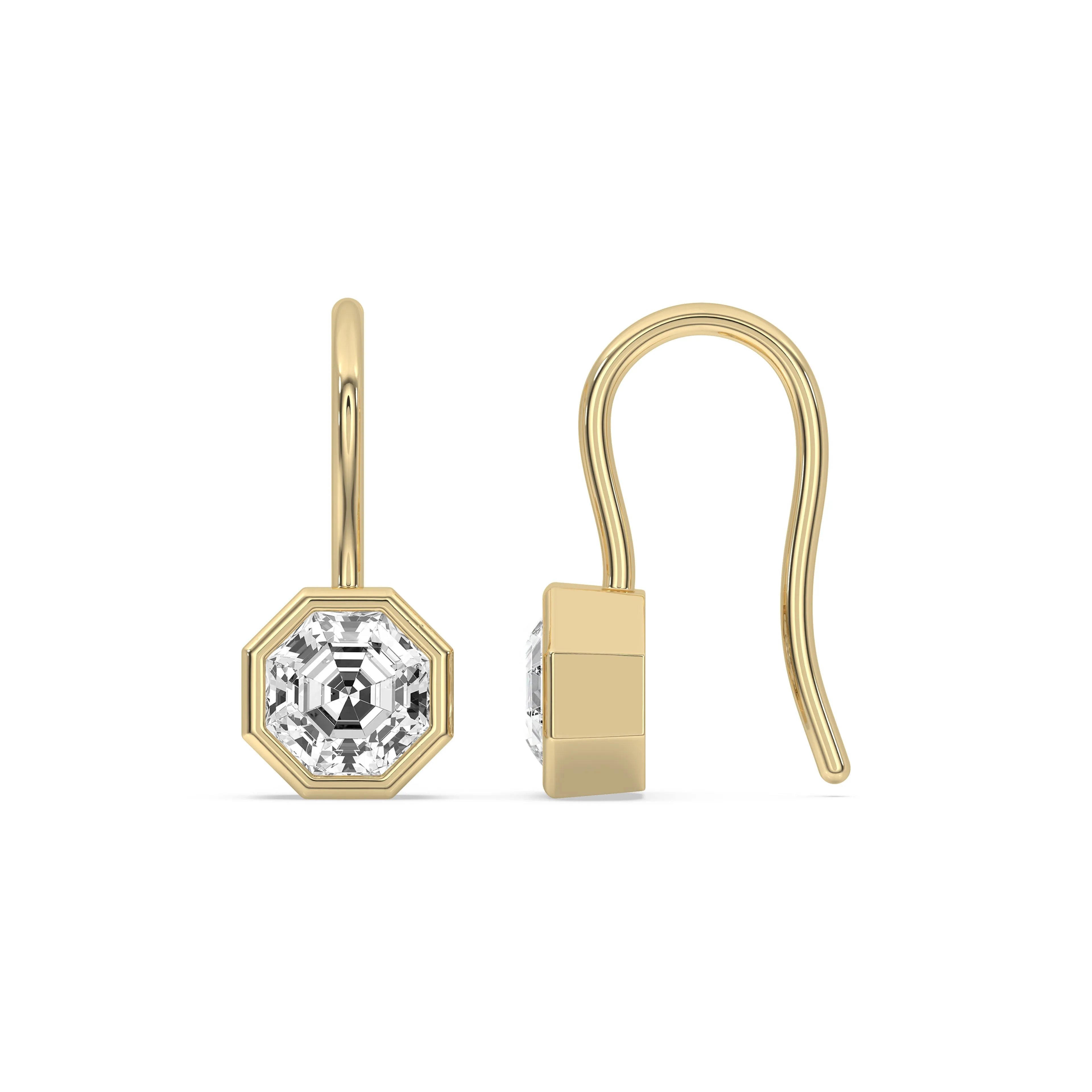 Octagonal Bezel Drop Earrings
