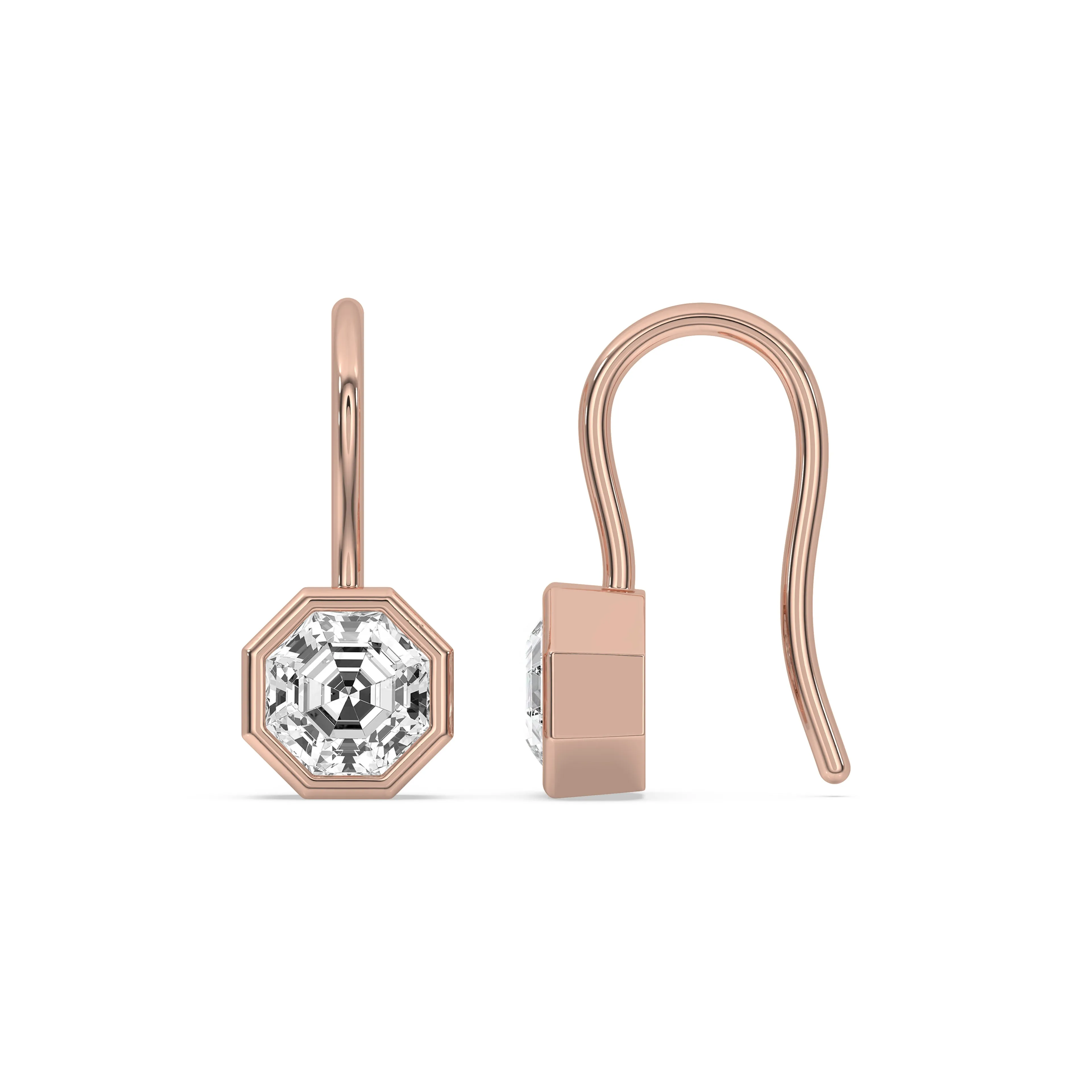 Octagonal Bezel Drop Earrings