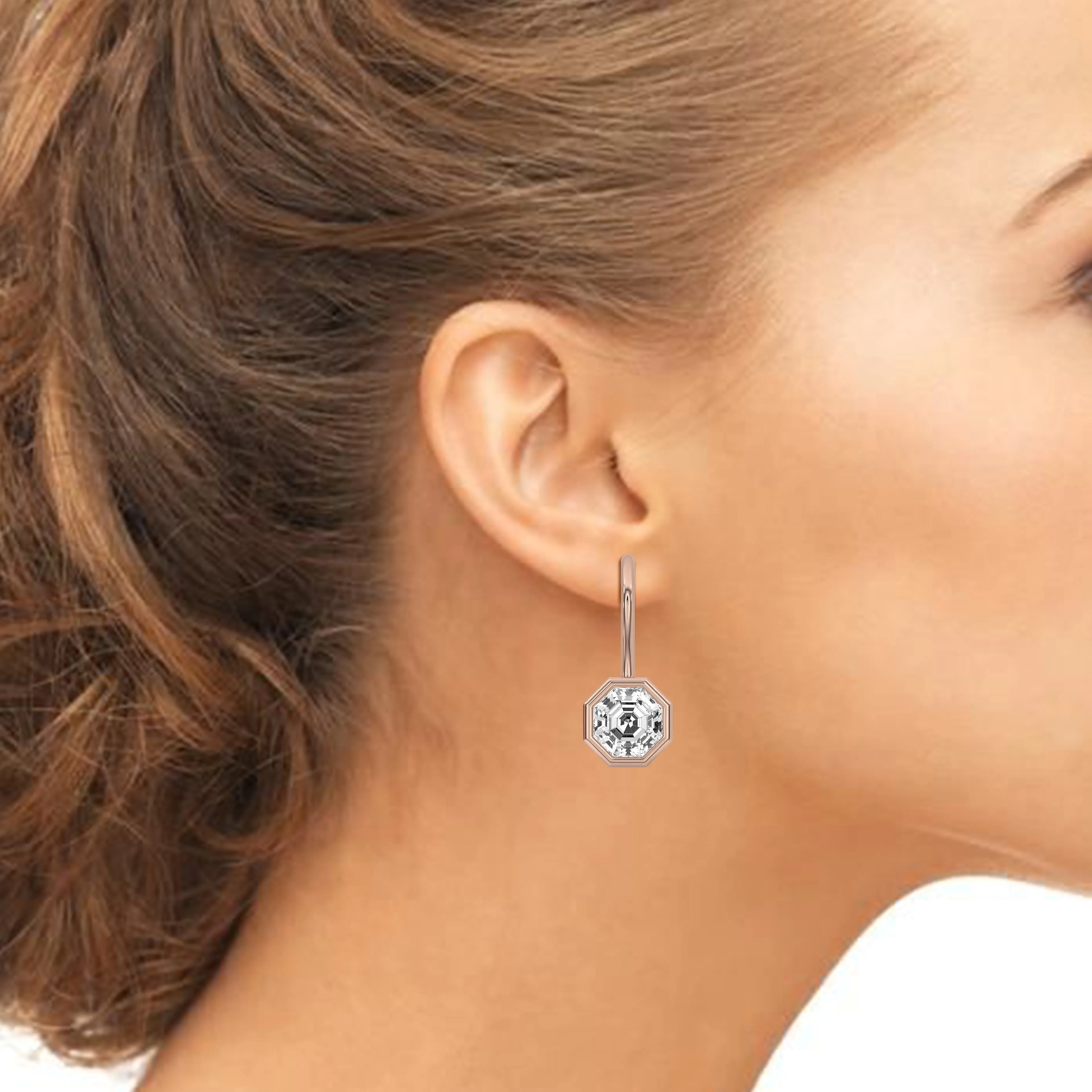 Octagonal Bezel Drop Earrings