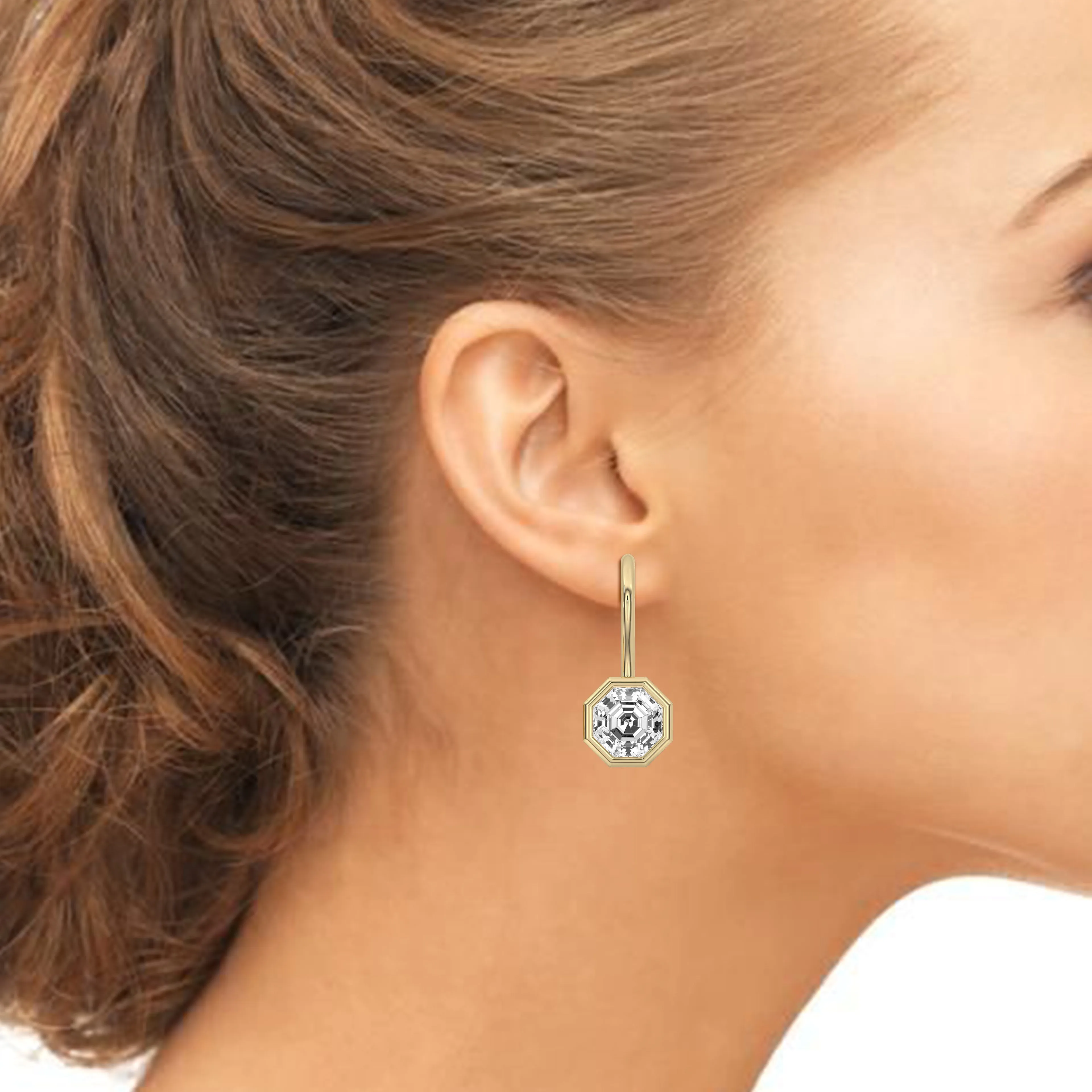 Octagonal Bezel Drop Earrings