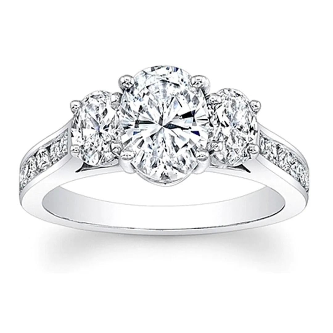 Oval 3-Stone Diamond Engagement Ring
