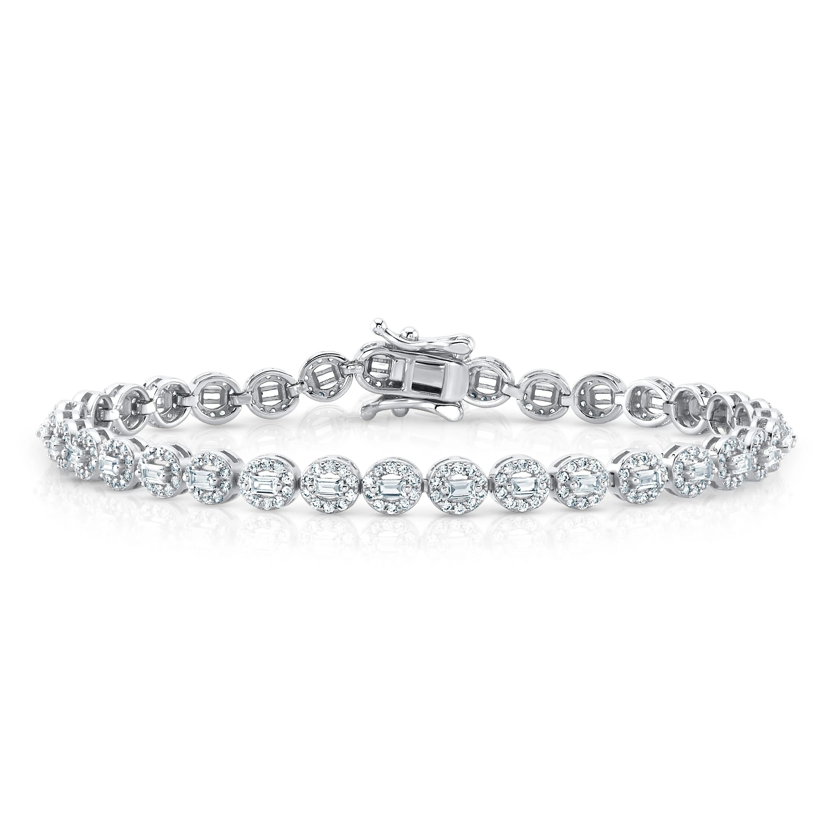 OVAL BAGETTE CZ TENNIS BRACELET, SILVER