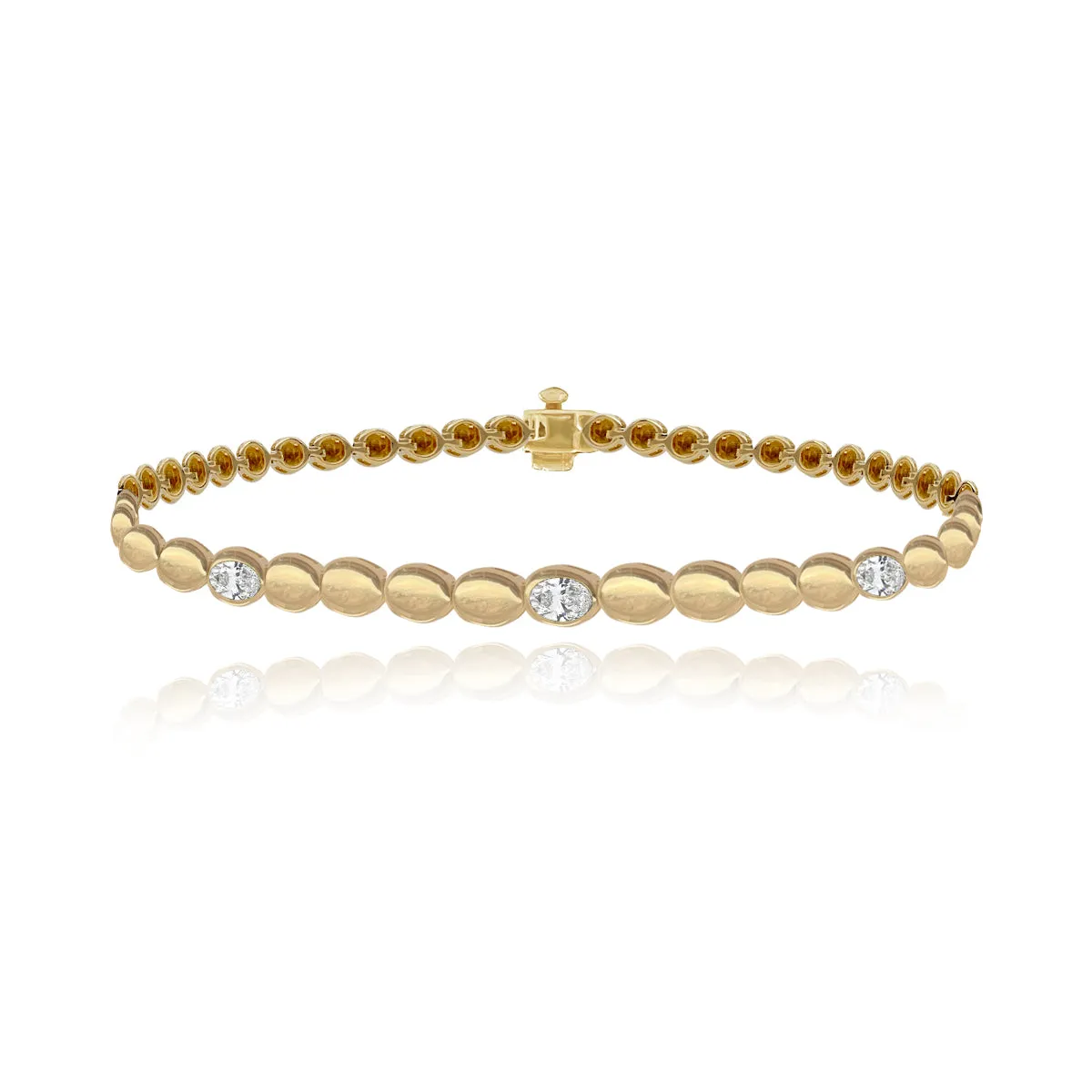Oval Diamond Golden Bracelet