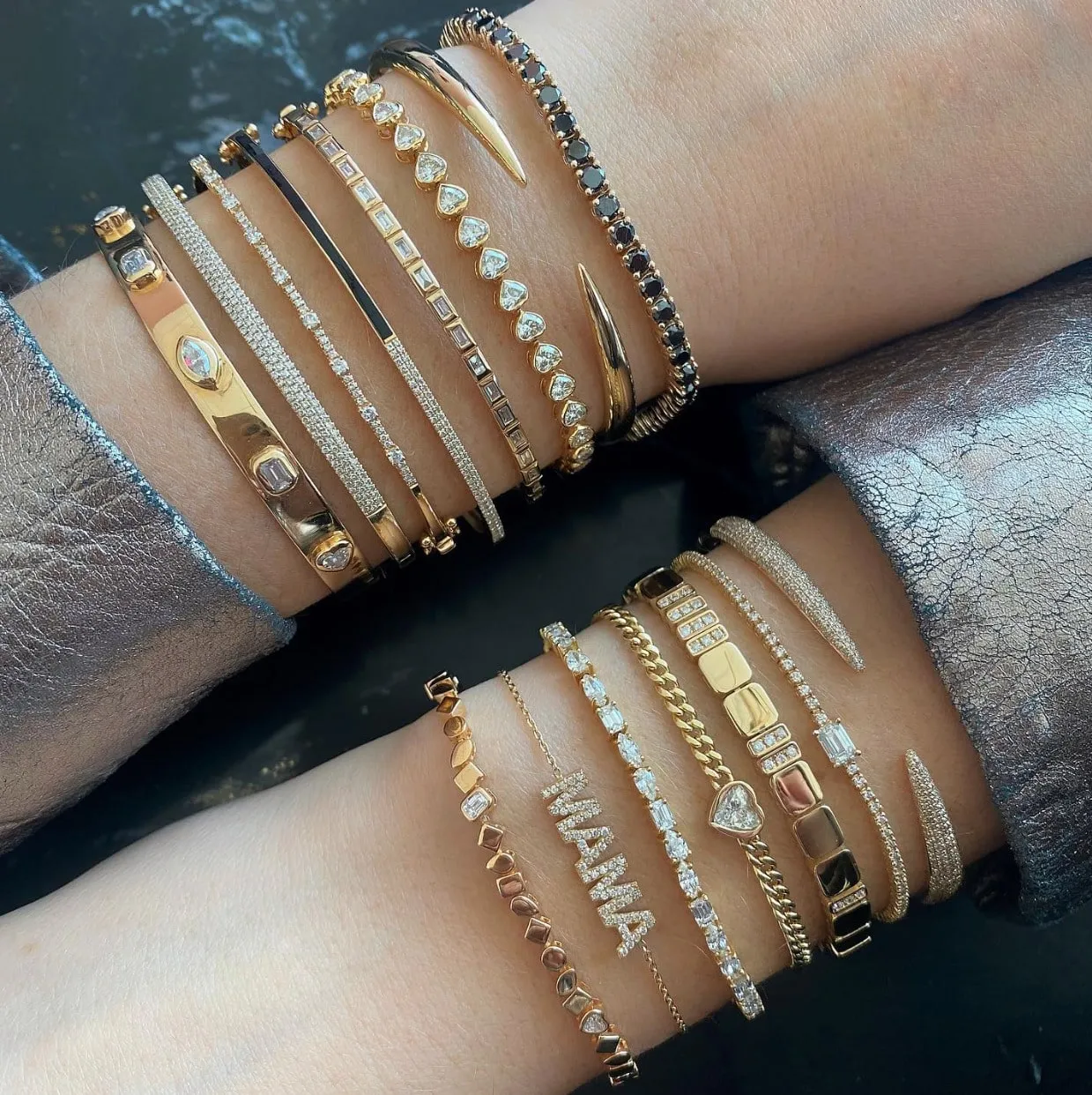 Oval Diamond Golden Bracelet