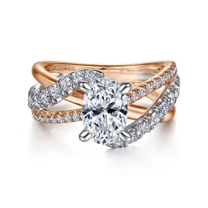 Oval Free Form Diamond Engagement Ring Mounting