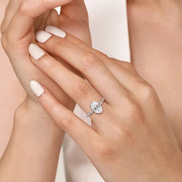 Oval Three Stone Bezel and Prong Diamond Engagement Ring Mounting
