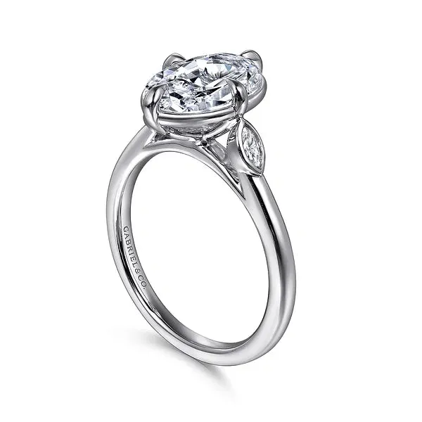Oval Three Stone Bezel and Prong Diamond Engagement Ring Mounting