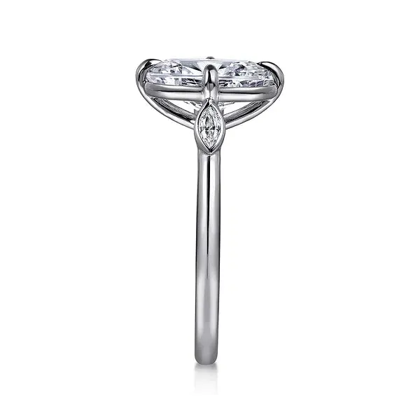 Oval Three Stone Bezel and Prong Diamond Engagement Ring Mounting