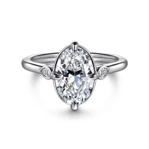 Oval Three Stone Bezel and Prong Diamond Engagement Ring Mounting