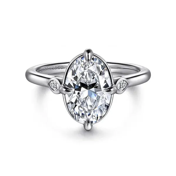 Oval Three Stone Bezel and Prong Diamond Engagement Ring Mounting