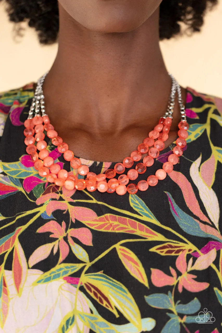 Pacific Picnic - Orange - Beaded Tiered Paparazzi Short Necklace