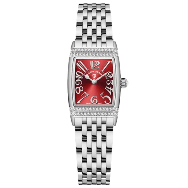 Pagani Design  Silver Stainless Steel Red Dial  Quartz Watch for Ladies - PD-1737L