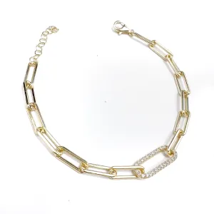 Paperclip Bracelet Pave Link