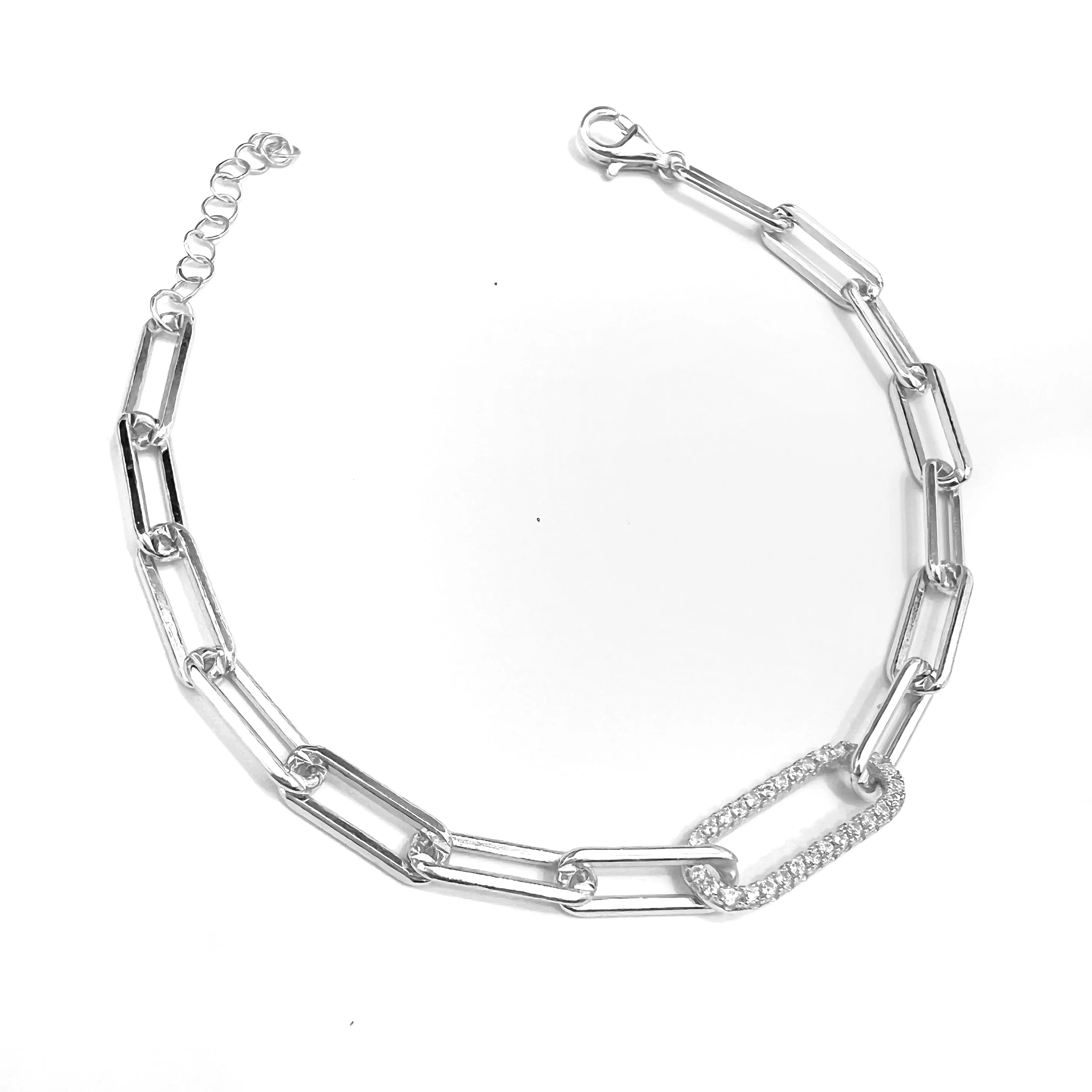 Paperclip Bracelet Pave Link