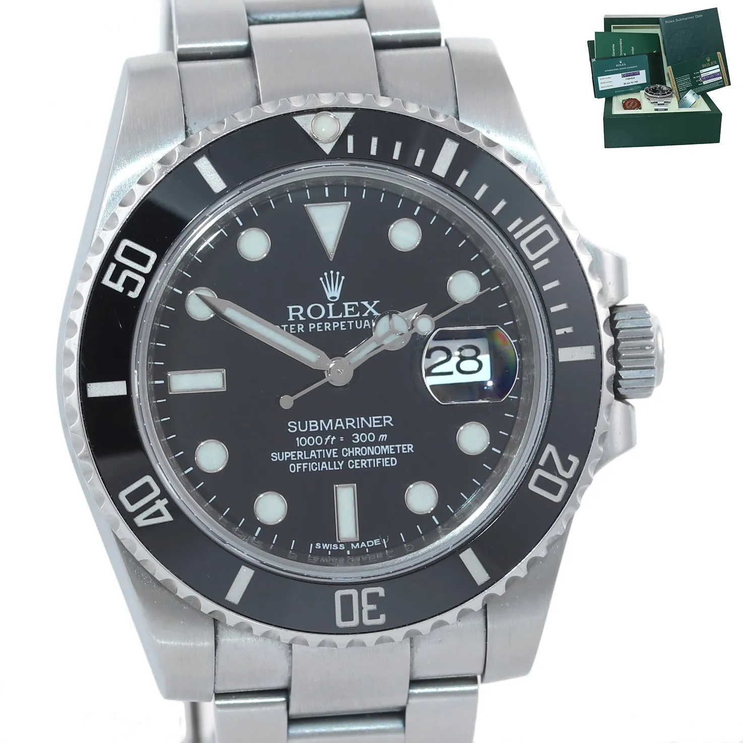 PAPERS & 2019 RSC Rolex Submariner Date 116610 Steel Black Ceramic 40mm Watch