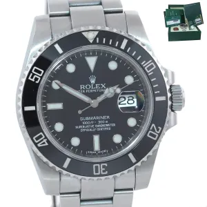 PAPERS & 2019 RSC Rolex Submariner Date 116610 Steel Black Ceramic 40mm Watch